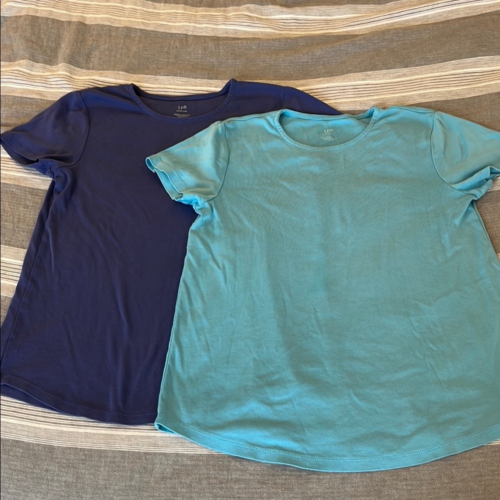 J. Jill Short Sleeve Tops - Deep Blue and Light Teal